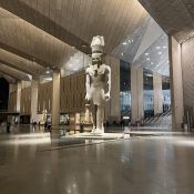 Colossal statue of Ramses II at the Grand Egyptian Museum central atrium