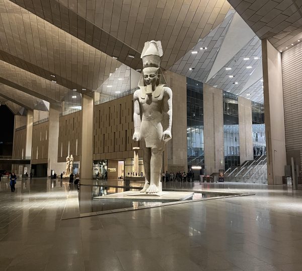 Colossal statue of Ramses II at the Grand Egyptian Museum central atrium