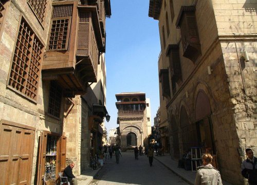 View of Cairo skyline with Islamic monuments and mosques