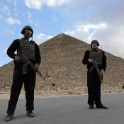 Egyptian tourist police officers ensuring visitor safety in Cairo